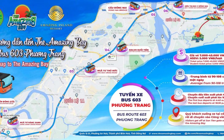 Sơ đồ hướng dẫn tuyến xe Bus từ Tp.HCM đến với The Amazing Bay Vịnh Kỳ Diệu