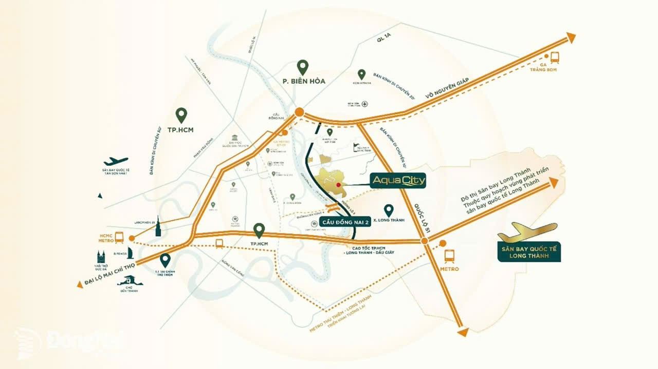 Sơ đồ hướng tuyến cầu Đồng Nai 2